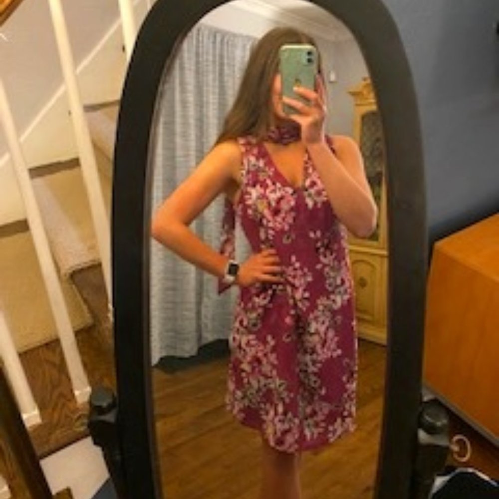 Pink Floral Summer Evening Dress